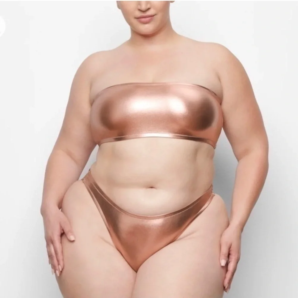 Skims Metallic Swim Dipped Mid Waist Bottoms